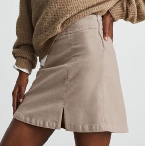 Everlane‎ The Moleskin Mini Skirt Burnt Sugar Side Zipper Slit 8 Organic Cotton